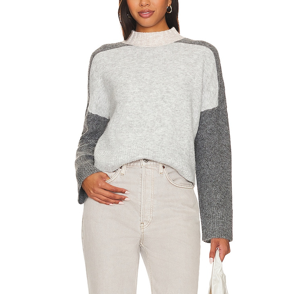 Central Park West 'Bobbie' Gray Colorblock Turtleneck Size S